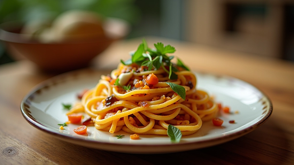 Beautifully plated food dish with fresh ingredients and professional styling on wooden table
