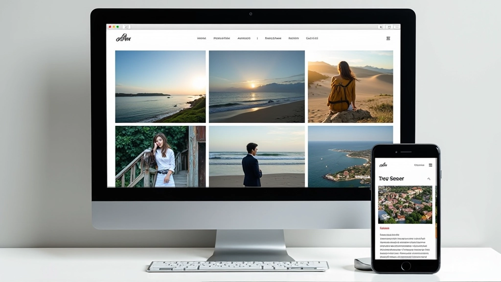 Photography portfolio displayed on desktop and mobile devices