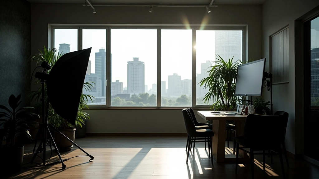 Our creative photography studio workspace with natural lighting and professional equipment